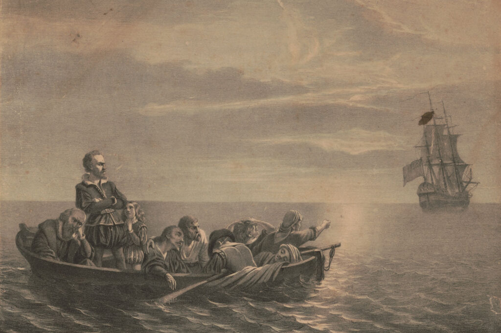 L'abbandono di Hudson (lithograph by Lewis & Browne, Library of Congress, Washington, D.C.)