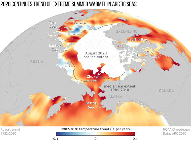 NOAA Artico riscaldamento