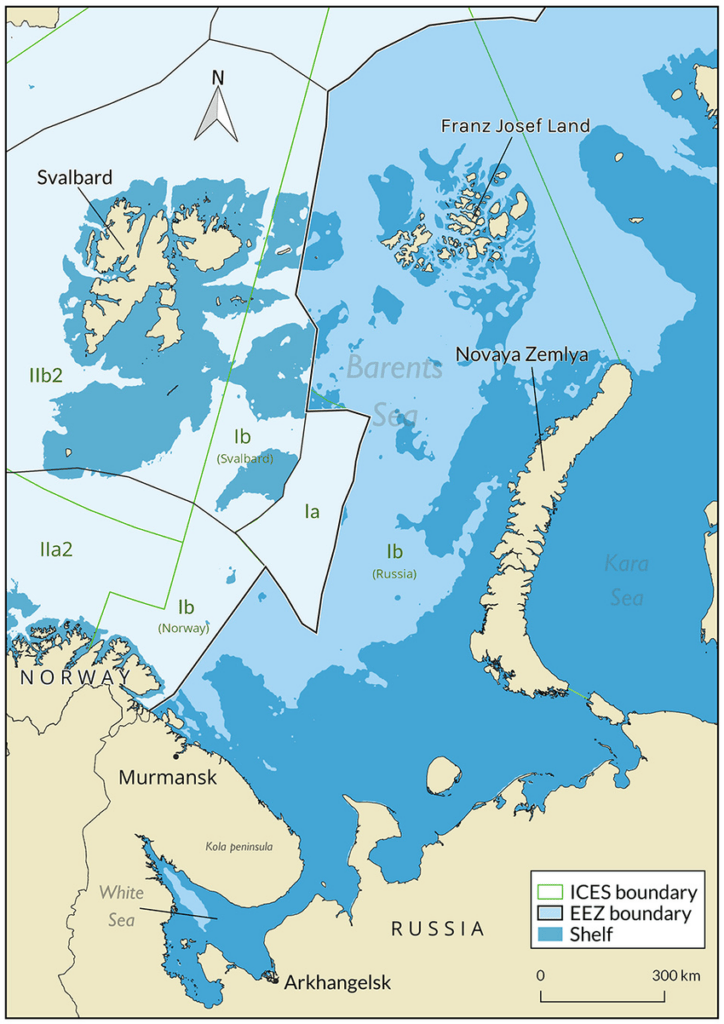 mappa barents sea pesca russia